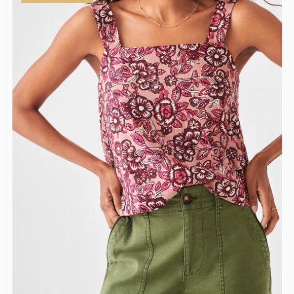 Faherty Tops - Faherty Pink Floral Square-Neck Tank Top